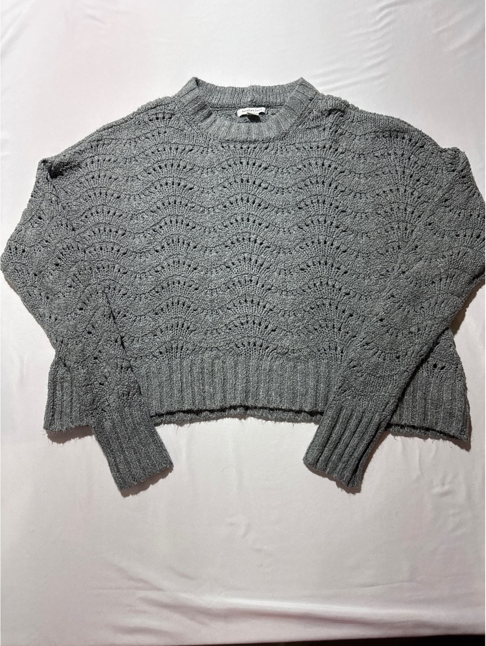 American Eagle Gray Knit Sweater Medium M Made in Jordan